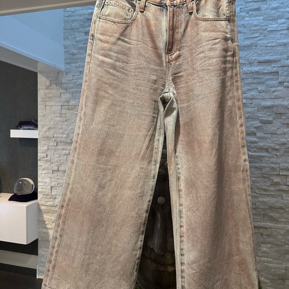 Pistola Jadyn Low Slung Palazzo Jeans Metallic Flare Pink shimmer Pants 28 - Picture 4 of 11